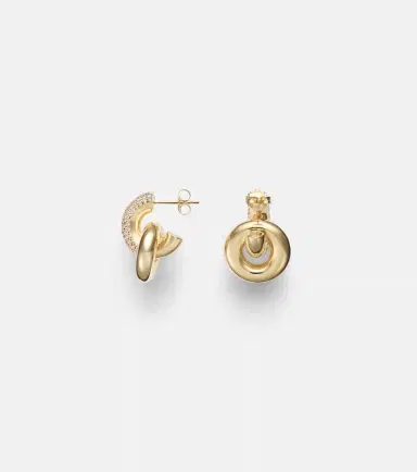 STONE AND STRAND Buoy 14kt gold huggie earrings with diamonds | Thumbnail 2