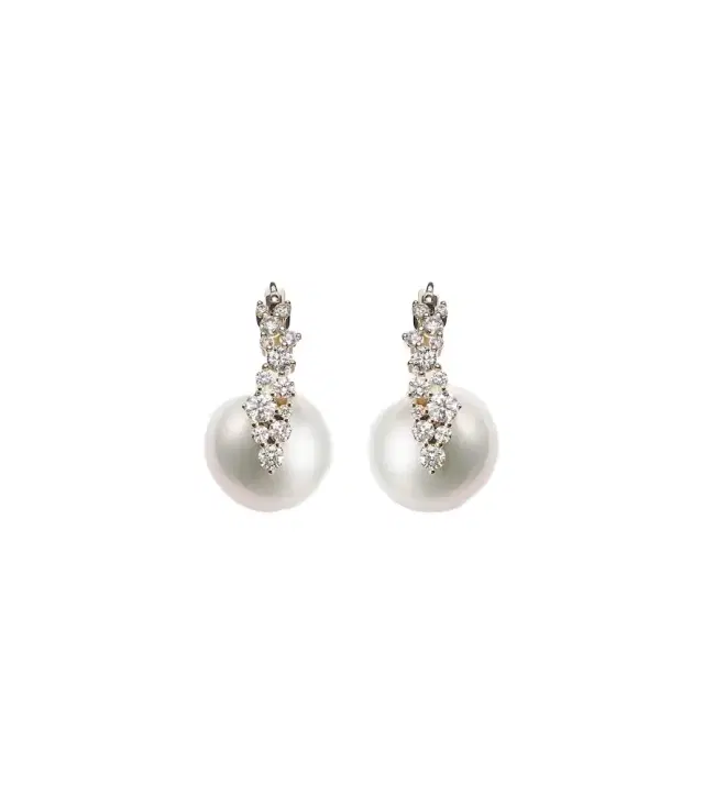 Sydney Evan Cocktail 14kt gold earrings with pearls and diamonds