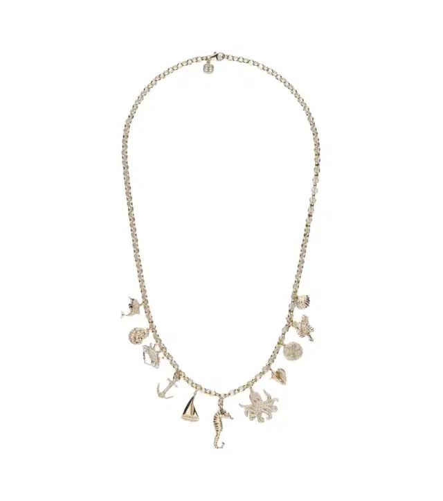 14kt gold charm necklace with diamonds