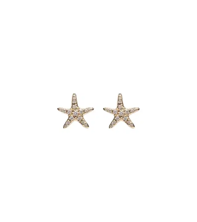 Sydney Evan Starfish 14kt gold earrings with diamonds