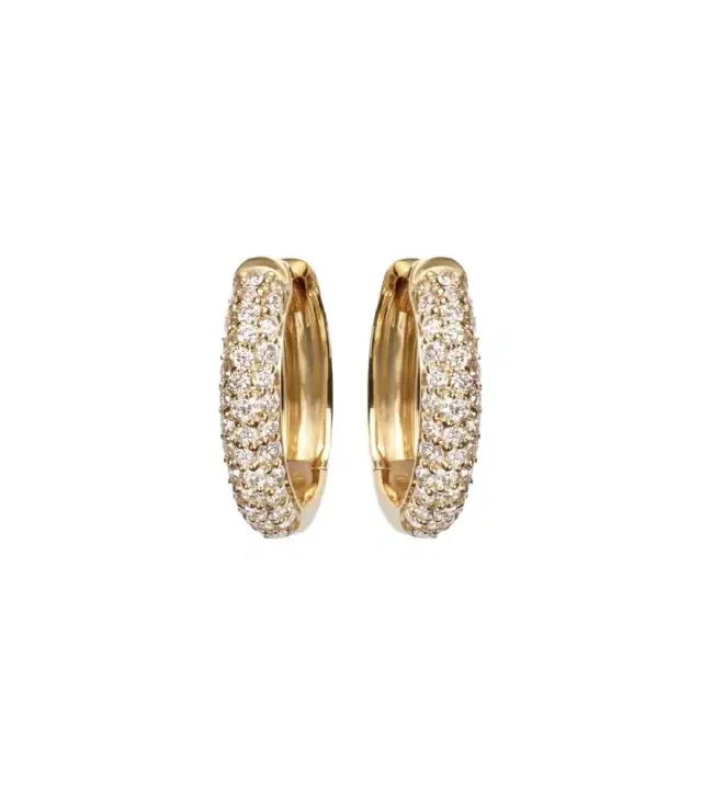 Stone and Strand Essential 14kt gold hoop earrings with diamonds