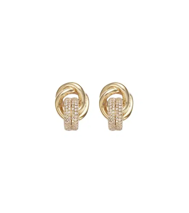 Stone and Strand 14kt gold earrings with diamonds