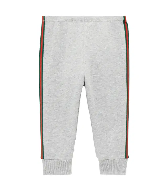 Baby Web Stripe cotton fleece sweatpants