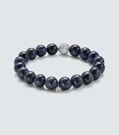 Sydney Evan 14kt white gold beaded bracelet with diamonds | Thumbnail 2
