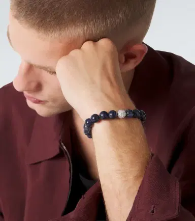 Sydney Evan 14kt white gold beaded bracelet with diamonds | Thumbnail 3