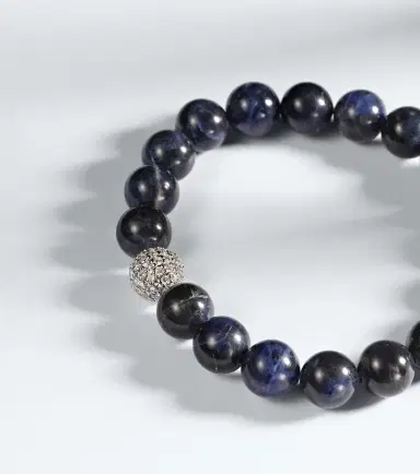 Sydney Evan 14kt white gold beaded bracelet with diamonds | Thumbnail 4