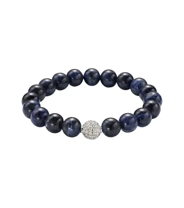 Sydney Evan 14kt white gold beaded bracelet with diamonds