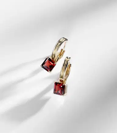 Stone and Strand 10kt gold earrings with garnets | Thumbnail 2