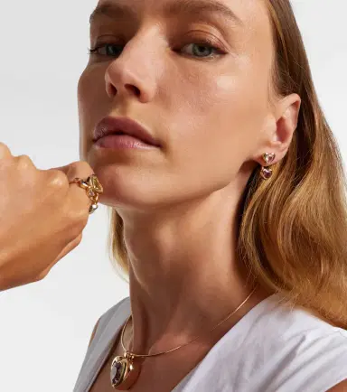 Roxanne First 14kt gold earrings with tourmaline and rose quartz | Thumbnail 3