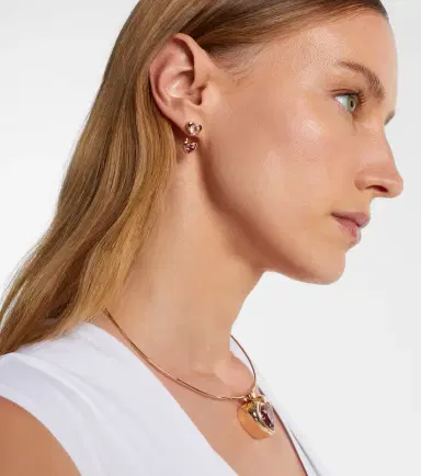 Roxanne First 14kt gold earrings with tourmaline and rose quartz | Thumbnail 4