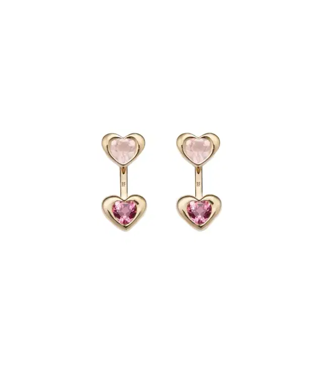 Roxanne First 14kt gold earrings with tourmaline and rose quartz