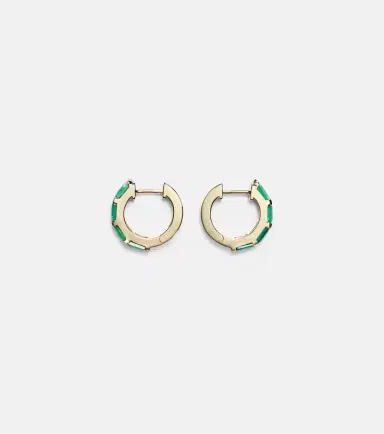 SHAY JEWELRY 18kt gold huggie earrings with emeralds | Thumbnail 2