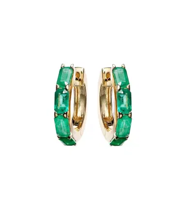 SHAY JEWELRY 18kt gold huggie earrings with emeralds | Thumbnail 1