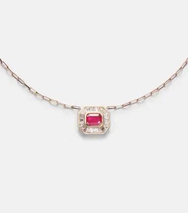 Shay Jewelry Halo Mini 18kt rose gold chain necklace with diamonds and ruby | Thumbnail 3 Shay Jewelry Halo Mini 18kt rose gold chain necklace with diamonds and ruby | Thumbnail 3
