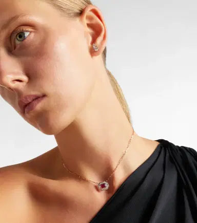 Shay Jewelry Halo Mini 18kt rose gold chain necklace with diamonds and ruby | Thumbnail 5 Shay Jewelry Halo Mini 18kt rose gold chain necklace with diamonds and ruby | Thumbnail 5