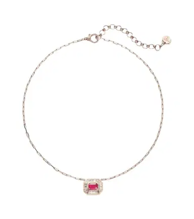 Shay Jewelry Halo Mini 18kt rose gold chain necklace with diamonds and ruby | Thumbnail 1 Shay Jewelry Halo Mini 18kt rose gold chain necklace with diamonds and ruby | Thumbnail 1