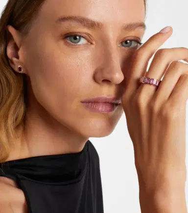 SHAY JEWELRY 18kt rose gold ring with pink sapphires and diamond | Thumbnail 4