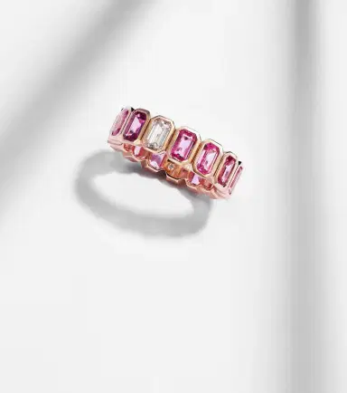 SHAY JEWELRY 18kt rose gold ring with pink sapphires and diamond | Thumbnail 5