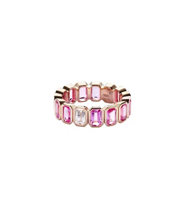 Shay Jewelry 18kt rose gold ring with pink sapphires and diamond