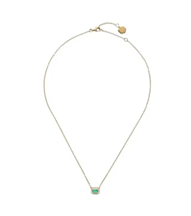 18kt gold pendant necklace with emerald and diamonds