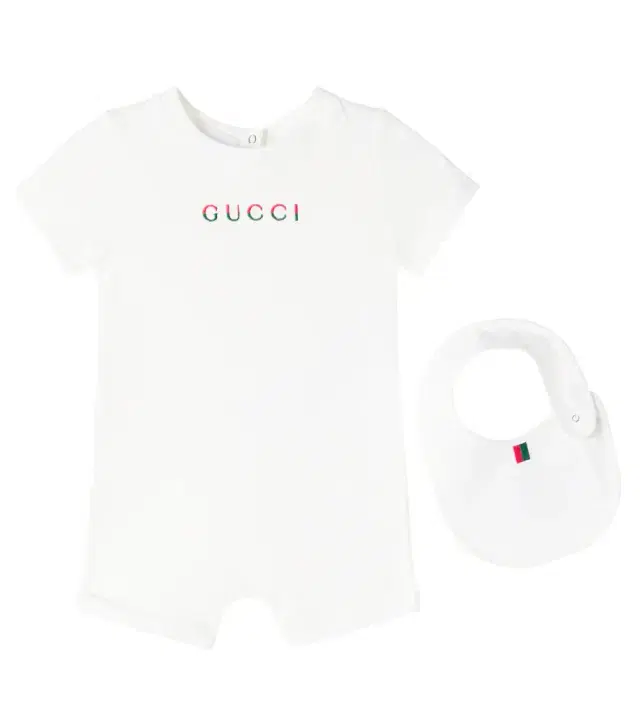 Baby logo cotton bodysuit and bib set