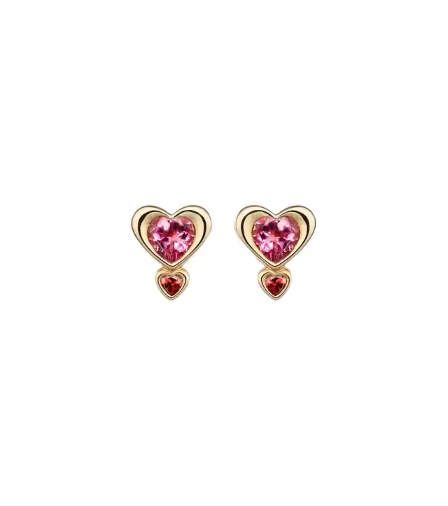 Roxanne First 14kt gold single earring with tourmaline and garnet