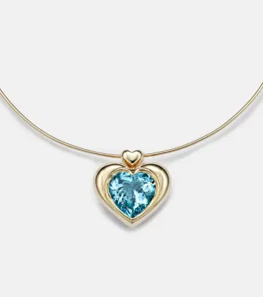 Roxanne First Cupid's Big Heart 14kt gold pendant necklace with topaz | Thumbnail 3