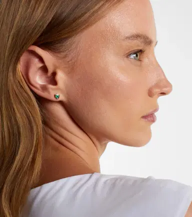 Shay Jewelry 18kt rose gold earrings with emeralds | Thumbnail 4