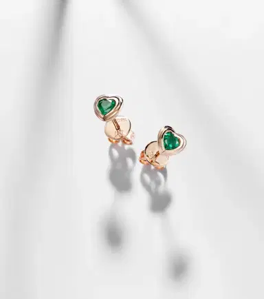 Shay Jewelry 18kt rose gold earrings with emeralds | Thumbnail 5