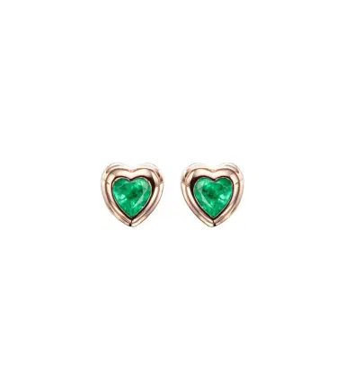 Shay Jewelry 18kt rose gold earrings with emeralds | Thumbnail 1