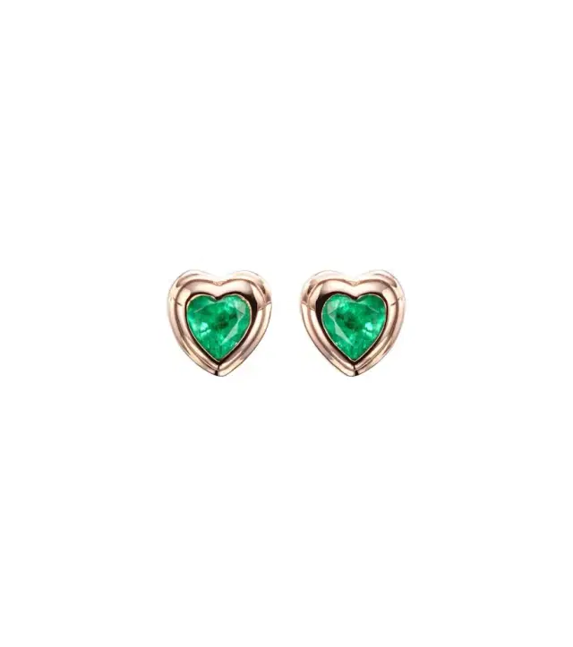 18kt rose gold earrings with emeralds