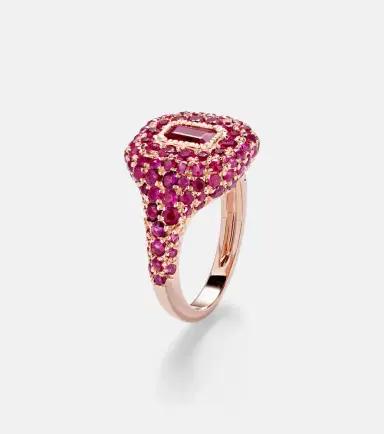 Shay Jewelry 18kt rose gold pinky ring with rubies | Thumbnail 2