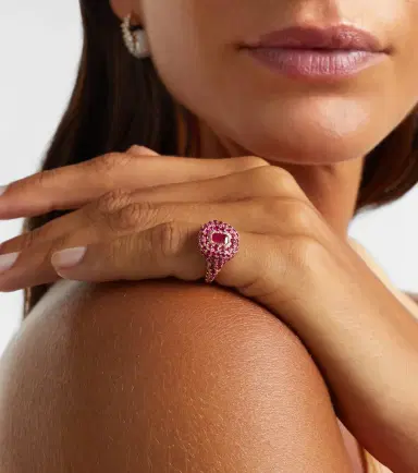 Shay Jewelry 18kt rose gold pinky ring with rubies | Thumbnail 3