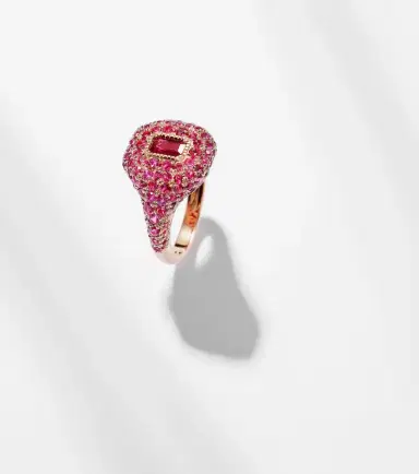 Shay Jewelry 18kt rose gold pinky ring with rubies | Thumbnail 4