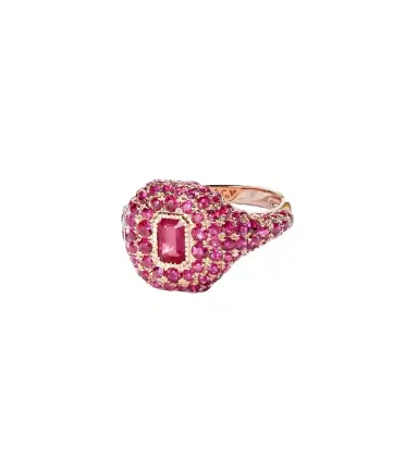 Shay Jewelry 18kt rose gold pinky ring with rubies | Thumbnail 1