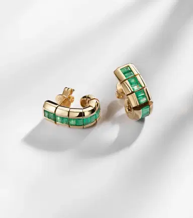 SHAY JEWELRY Scales 18kt gold earrings with emeralds | Thumbnail 5 SHAY JEWELRY Scales 18kt gold earrings with emeralds | Thumbnail 5