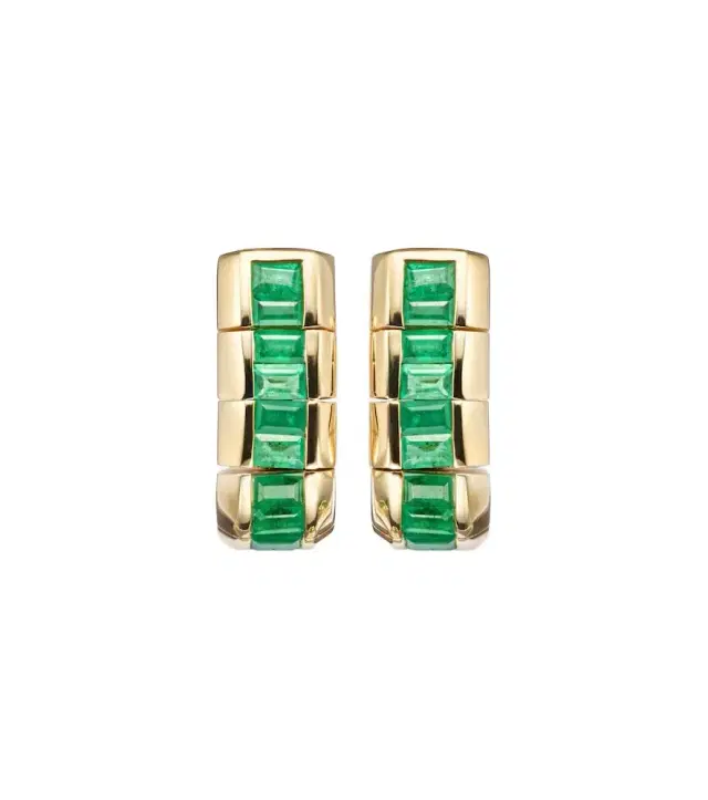 Shay Jewelry Scales 18kt gold earrings with emeralds