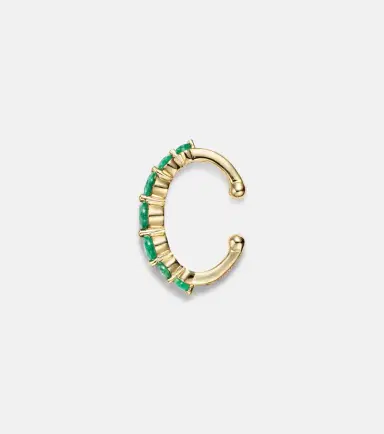 Shay Jewelry Gradual Round 18kt gold ear cuff with emeralds | Thumbnail 2
