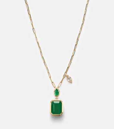 SHAY JEWELRY 18kt gold pendant necklace with emeralds and diamond | Thumbnail 2 SHAY JEWELRY 18kt gold pendant necklace with emeralds and diamond | Thumbnail 2