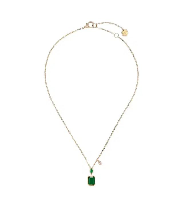 Shay Jewelry 18kt gold pendant necklace with emeralds and diamond