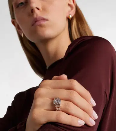 Shay Jewelry Halo Link 18kt rose gold ring with diamonds | Thumbnail 2