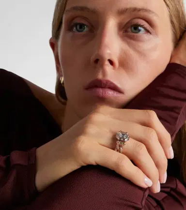 Shay Jewelry Halo Link 18kt rose gold ring with diamonds | Thumbnail 3