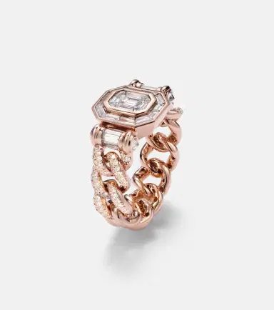 Shay Jewelry Halo Link 18kt rose gold ring with diamonds | Thumbnail 4