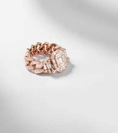 Shay Jewelry Halo Link 18kt rose gold ring with diamonds | Thumbnail 5