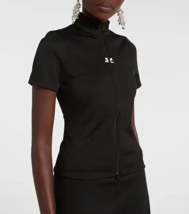 Courreges Courrèges Interlock logo zip-up jersey top | Thumbnail 2
