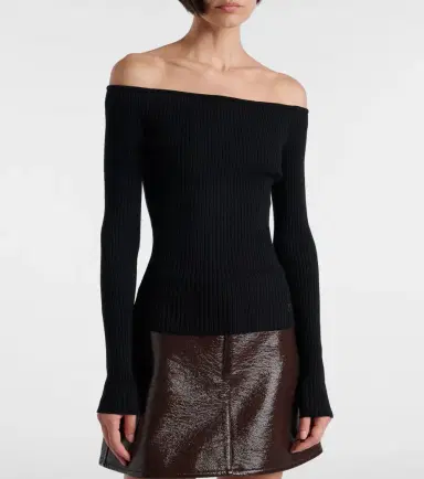 Courreges Courrèges Off-shoulder ribbed-knit top | Thumbnail 3