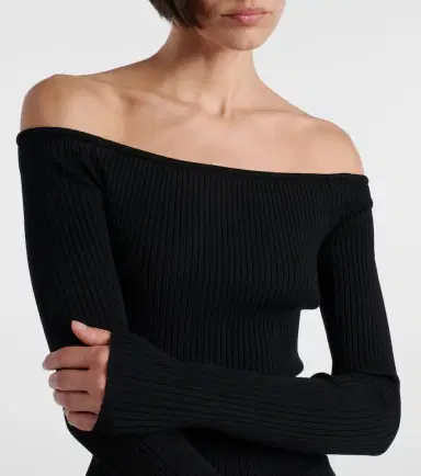 Courreges Courrèges Off-shoulder ribbed-knit top | Thumbnail 5