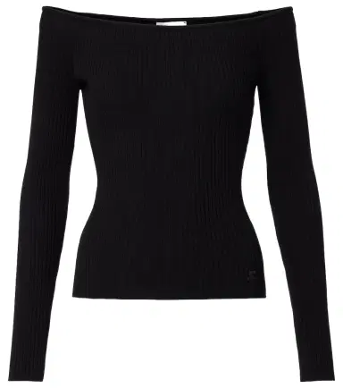 Courreges Courrèges Off-shoulder ribbed-knit top | Thumbnail 1