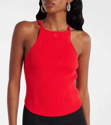 Courreges Courrèges Circle logo ribbed-knit tank top | Thumbnail 5