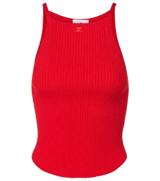 Courreges Courrèges Circle logo ribbed-knit tank top
